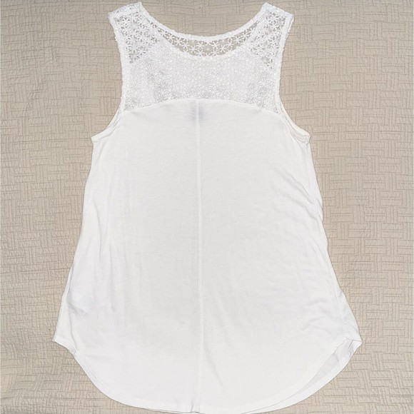 Old Navy Crochet Tunic Top Womens Size M Longline Sleeveless White Stretch Basic - Picture 8 of 9